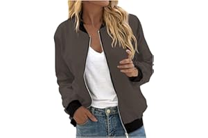 AAZJSS Women's Casual Floral Zip Up Bomber Jacket Spring Long Sleeve Coat Stand Collar Lightweight Short Outwear Tops