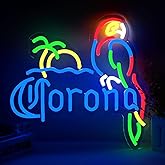 KODGGHK Coron Neon Sign Parrot Neon Lights for Bar Decor, Palm Tree Beer Lights Bar LED Neon Sign Dimmable Light Up Signs Man Cave Home Pub Beer Gift Neon Lamp (Blue)
