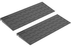 ELLUMIN 2 Pack Rubber Threshold Ramp for Doorway 1.5" Rise,Wheelchair Ramp with Non-silp Surface, 2200 LBS Capacity Driveway Curb Ramps for Home Entry, Driveway and Curb