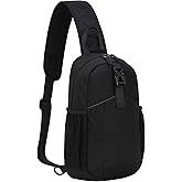Peicees Crossbody Sling Backpack Sling Bag Travel Hiking Chest Bag Daypack, Black