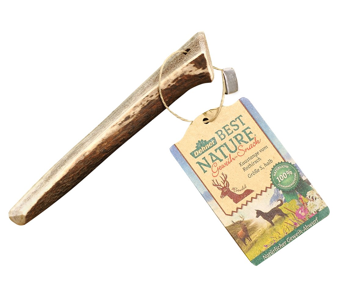 Dehner Best Nature Dog Snack Kaustange, from the Red Deer (Cervus elaphus) Stag Antlers, Half, Small