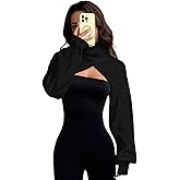 OYOANGLE Women's Turtleneck Lantern Long Sleeve Cut Out Super Cropped Sweater Pullovers Top