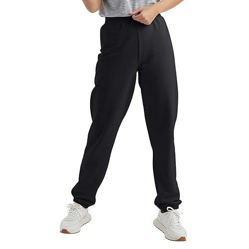 Hanes Women's EcoSmart Cinched Cuff Sweatpants, Ebony, XX-Large