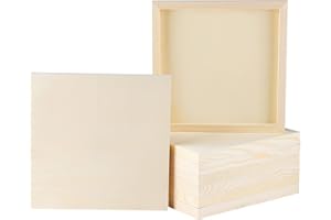 ADXCO 8 Pack Wood Panels 10 x 10 Inch Unfinished Wood Canvas Wooden Panel Boards for Painting, Pouring, Arts Use with Oils, Acrylics