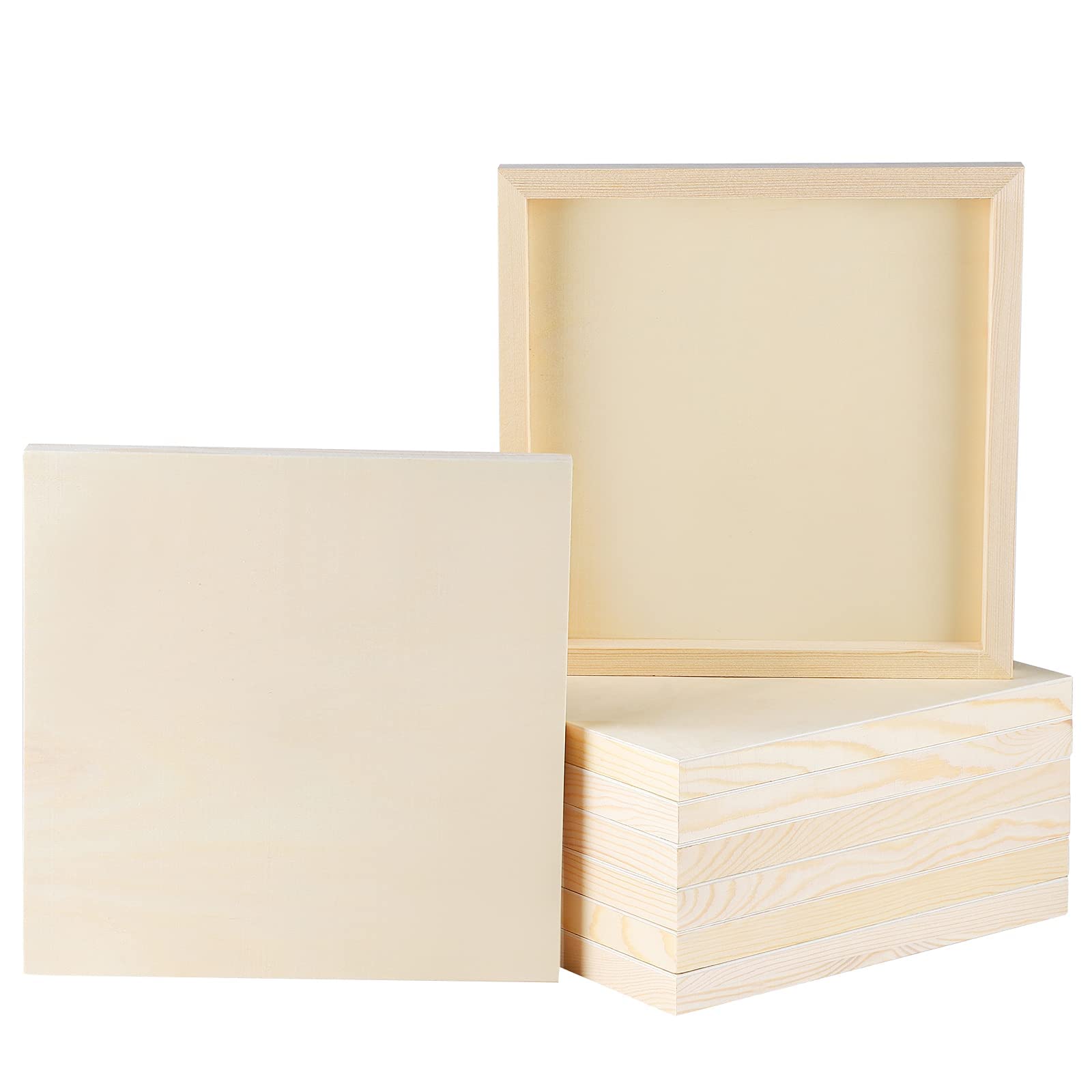 Photo 1 of ADXCO 8 Pack Wood Panels 10 x 10 Inch Unfinished Wood Canvas Wooden Panel Boards for Painting, Pouring, Arts Use with Oils, Acrylics