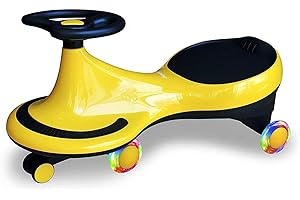 Joyano Swing Car, LED Flashing Wheels, Ride on Wiggle Car Boys and Girls, No Batteries, Gears or Pedals, Twist, Turn, Wiggle Movement to Steer, for Toddlers, Kids 3 Yrs and UP, 50kg/110lb (Yellow)