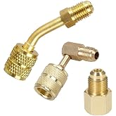 2 PCS 1/4" Male Flare to 5/16" Female R410A Connector Adapter + 1 PCS 1/4" Female x 1/2" Male Flare R134A Connector Adapter for Mini Split System, HVAC and Refriger Refrigerant Charging