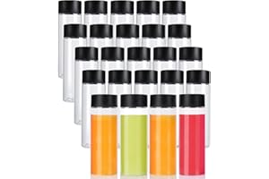 zmybcpack 24 Pack 10 OZ (300 ml) Clear PET Plastic Juice Bottles with Black Lids - Plastic Smoothie Bottles Ideal for Juice, Milk, Homemade Beverages