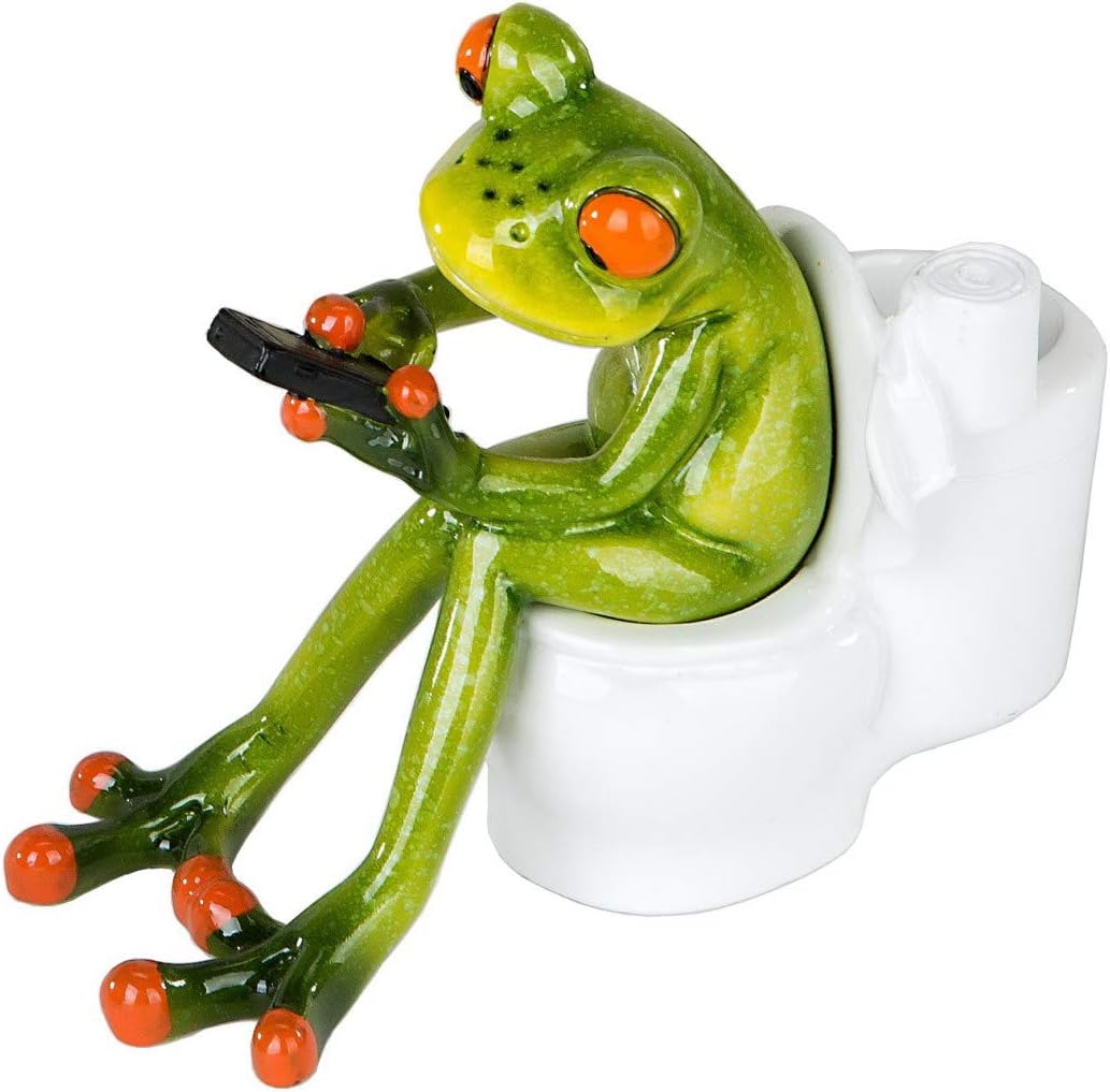Frosch auf Toilette Kröte Lurch Deko Tier Figur Skulptur