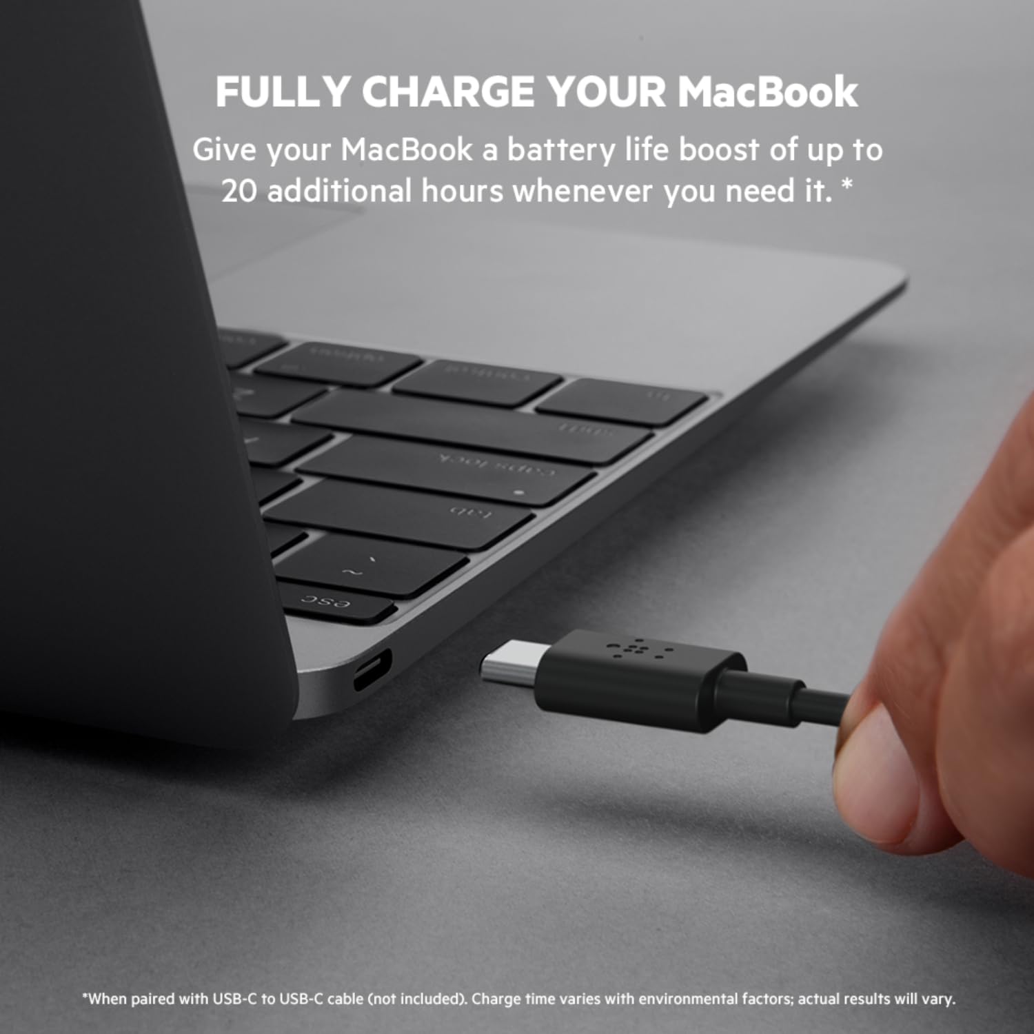 Belkin Portable Charger - USB-C Cable Included - USB C Power Bank PD 20000 mAh, iPhone Charger Fast Charging Apple iPhone 16, iPad Pro, Samsung Galaxy S25, Nintendo Switch 2 & More - Black
