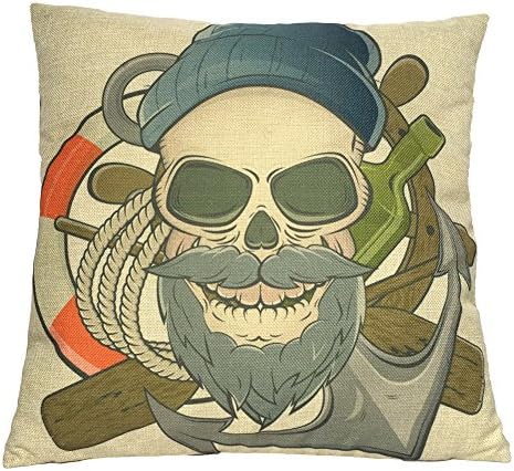 WayHomeDecor Cotton Linen 18 "X18 " Decorative Throw Pillow Case Cushion Cover Pirate