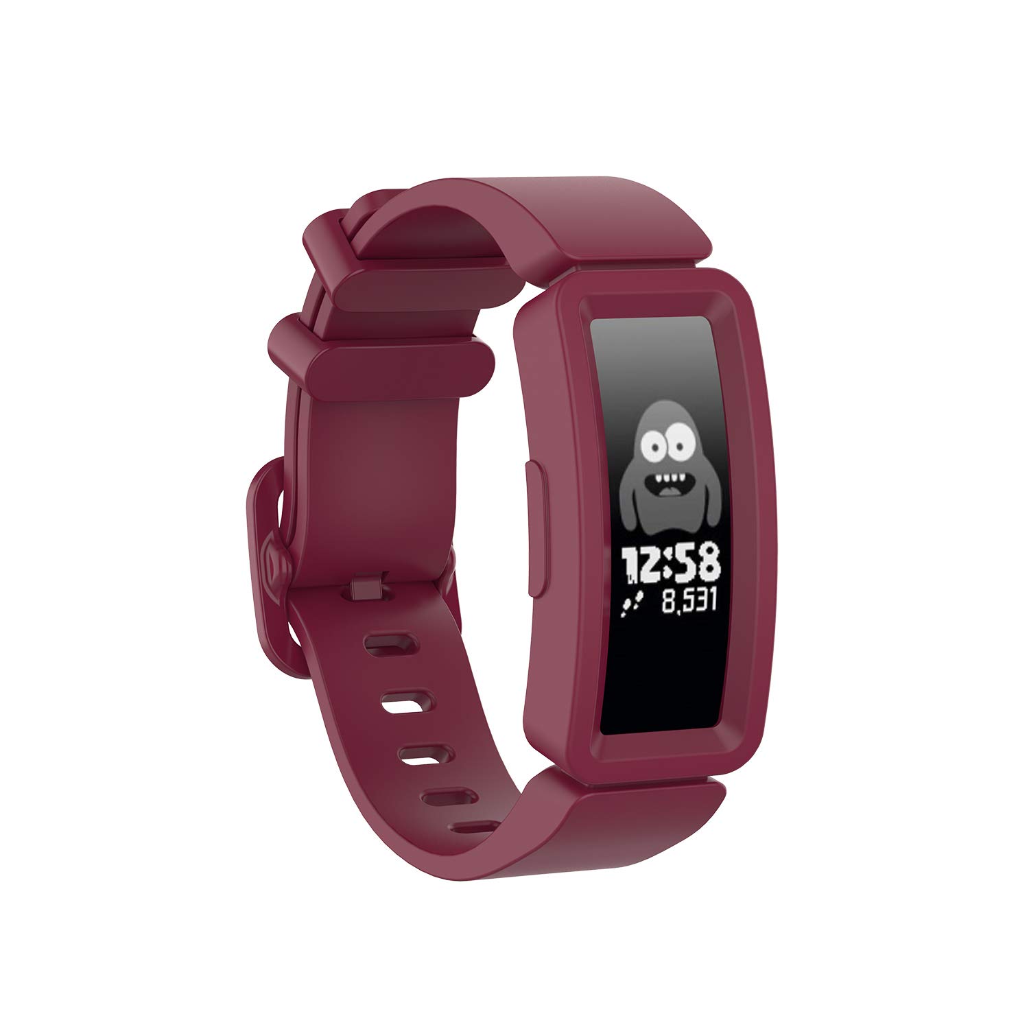 TopTen Watch Band Compatible for Fitbit Ace 2 / Fitbit Inspire/Inspire HR Activity Tracker for Kids 6+, Silicone Adjustable Wrist Strap Bracelet, Replacement Accessories Wristband (Wine Red)
