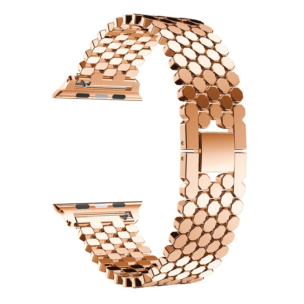 Fleshy Leaf Bands Compatible for Apple Watch 49/46/45/44/42mm, Stainless Steel Replacement for Series 11/10/9/8/7/6/5/4/3/Ultra 2/3/SE Nike+ Sports Strap (42mm 44mm 45mm, Rose Gold)