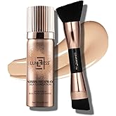 LUMINESS Silk Airbrush Spray Foundation 2-PC Kit - Foundation & Dual-Sided Angled Makeup Brush - Buildable Coverage, Anti-Aging Formula, Humidity Resistant, Hydrates & Moisturizes, Light Fair