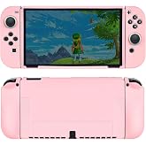 Protective Case for Nintendo Switch OLED, Soft Silicone Switch OLED Case | Ergonomic Grip Cover Switch OLED Shell Shockproof &amp; Anti-Scratch Slim Case Travel Protector Accessories Ideal Gift, Pink