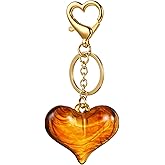SHANTYSON Chic Resin Bow Keychain, Brown Acrylic Heart Keyring with Lobster Clasp for Bag, Purse, Car Keys