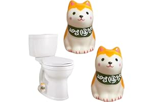 BNRKMEB 2 Pack,Ceramic Floor Caps,Toilet Bolt Covers Decorative,Toilet Screw Cover Caps,Cute Puppy Design, The Best Decoration for Dog Lovers' Families (Yellow)