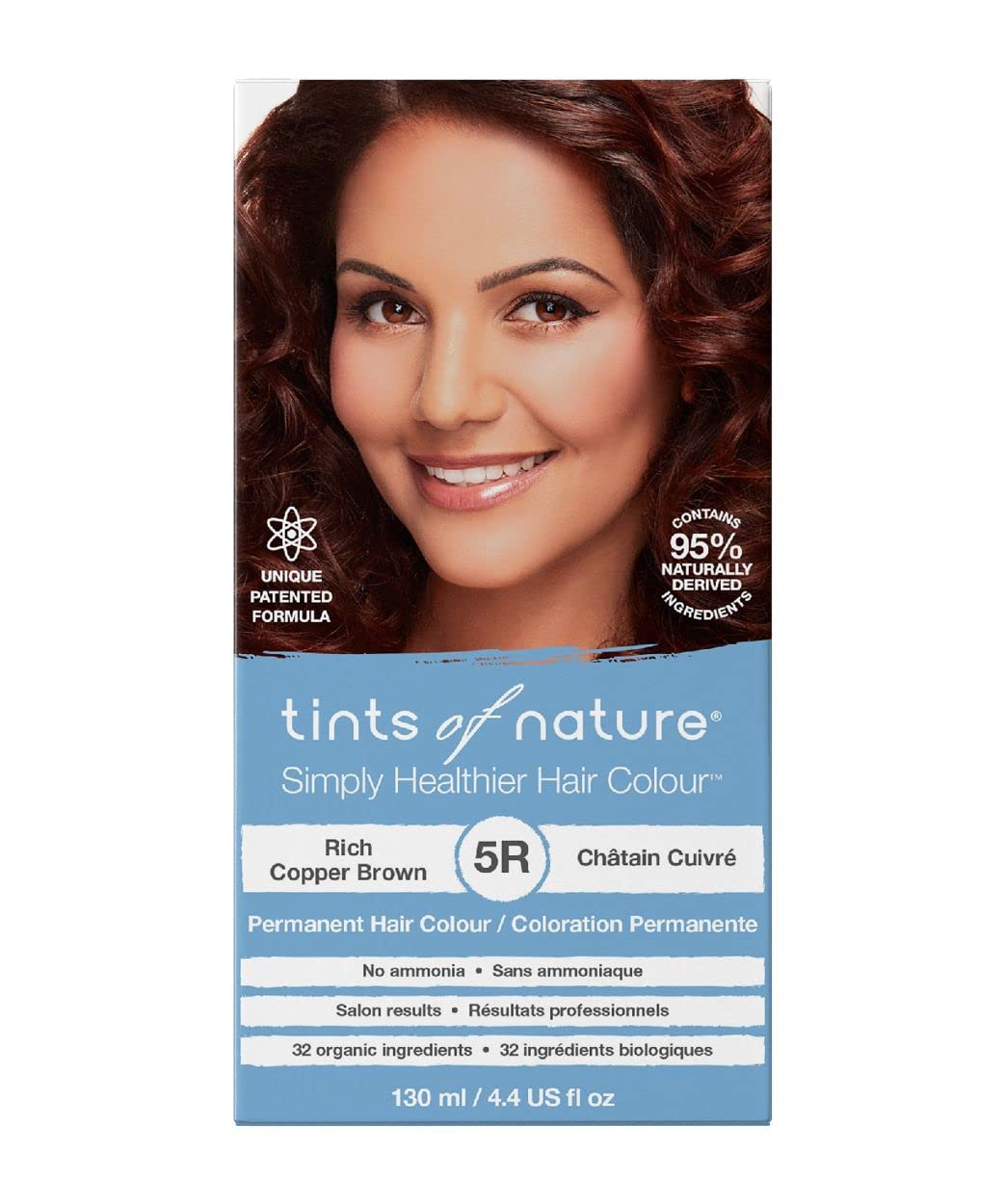 Tints of Nature 5R Rich Copper Brown Permanent Hair Dye, Nourishes Hair and Covers Greys, Ammonia-Free, 130ml