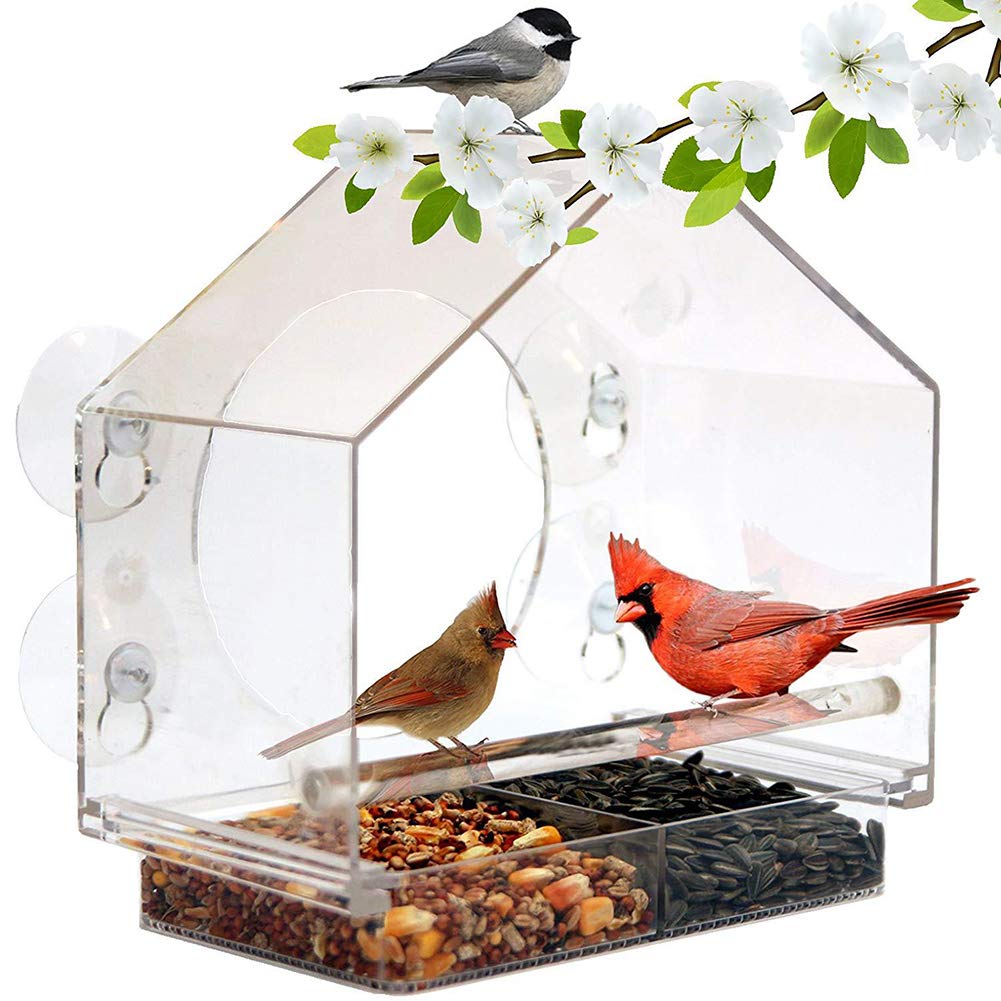 Bird Nest Transparent House Shaped Bird Feeder Window Feeder In
