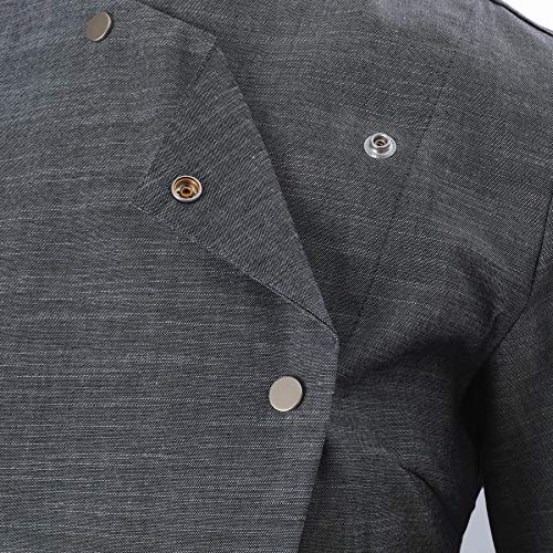 Womens Chef's Uniform Long Sleeved Korean Cuisine Chef's Work Clothes Japanese Kimono Chef Coat Gray