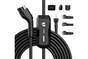 EG EVGOER Level 1 EV Charger, 16A 110V 240V Portable EV Charger with 25FT Cable, Home Electric Vehicle Charging Station with NEMA 6-20 Plug NEMA 5-15 Adapter EVSE for All J1772 EVs