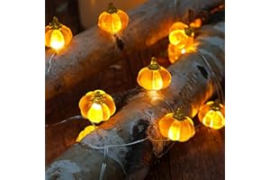 BOHON Halloween Lights 3D Jack-o-Lantern 10ft 30 LEDs Pumpkin String Lights Battery Powered Orange Lights for Halloween Party Indoor Fall Outdoor Harvest Thanksgiving Decorations