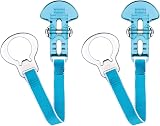MAM Clip 2 Pack Soother Clips Adjustable Lightweight White Blue Strap