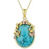 Reaii Natural Turquoise Pendant Necklace for Women 925 Sterling Silver Genuine Turquoise Jewelry Gifts 119930
