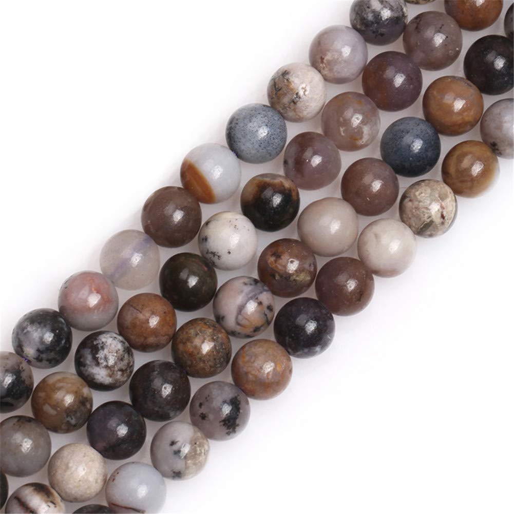 GEM-Inside Natural 6mm American Amethyst Sage Jasper Round Gemstone Semi Precious Beads for Jewellery Making 15"
