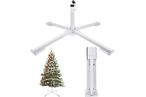 YUZUHOME Artificial Christmas Tree Stand, Fake Christmas Tree Base for 4Ft to 7.5Ft Christmas Tree, Fits 1-1.42 Inch Tree Pole, White