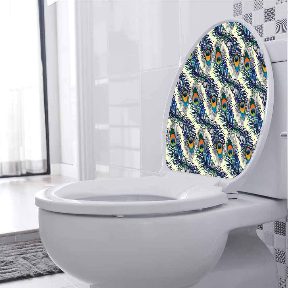 Waterproof DIY Toilet Seat Sticker Peacock Feathers Pattern