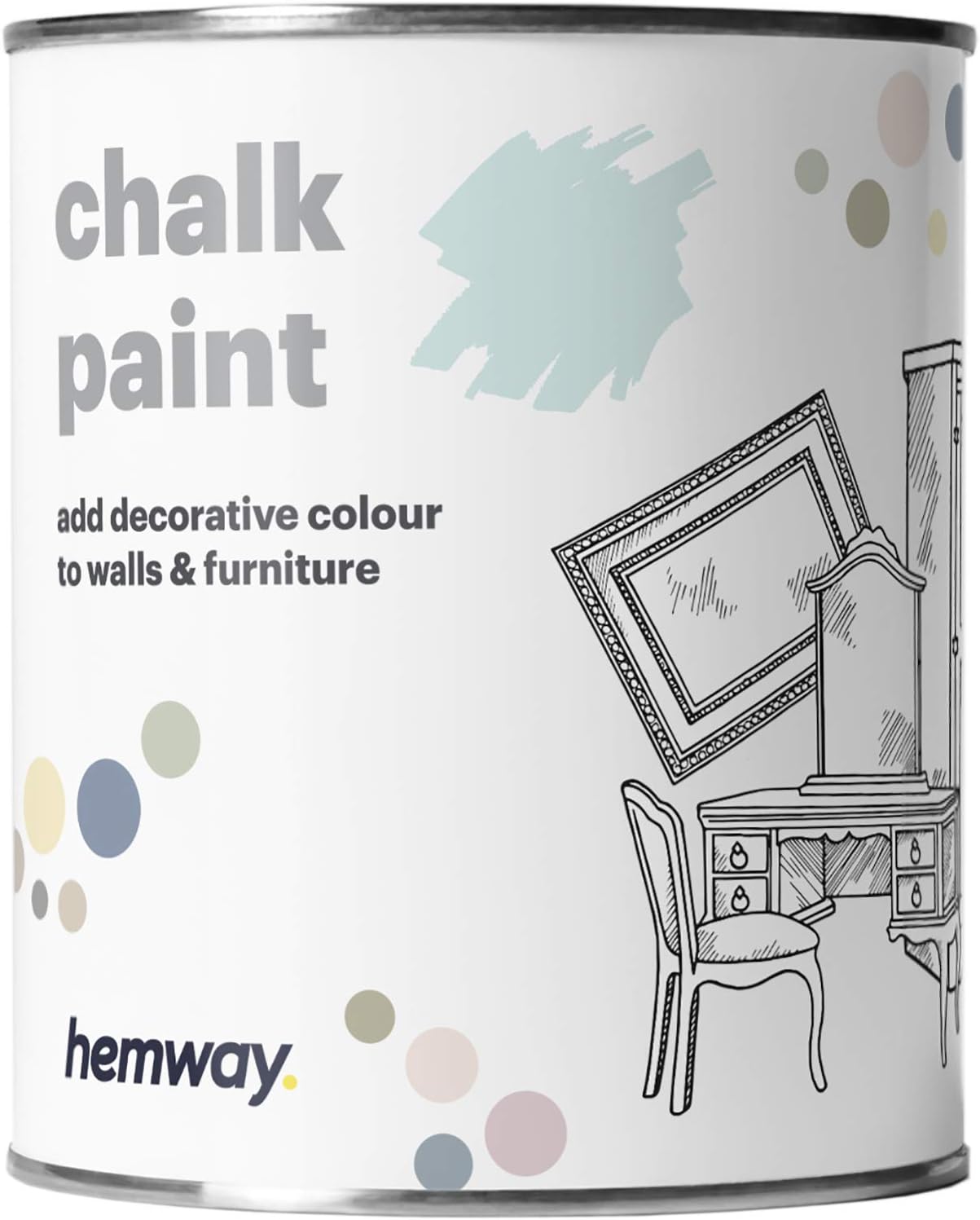 Hemway Chalk Paint Pastel Blue Furniture Paint 1L, Matt Finish Shabby Chic, Chalk Furniture & Walls, Quick Dry & 1 Coat
