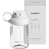 BOBBER 20 oz Tritan Water Bottle with Wide Mouth, Spout Lid and Fruit Filter — Dishwasher Safe Clear Water Bottle, BPA Free — Leak-Proof Clear Water Bottle with Strap for Camping, Office Work (Grey)