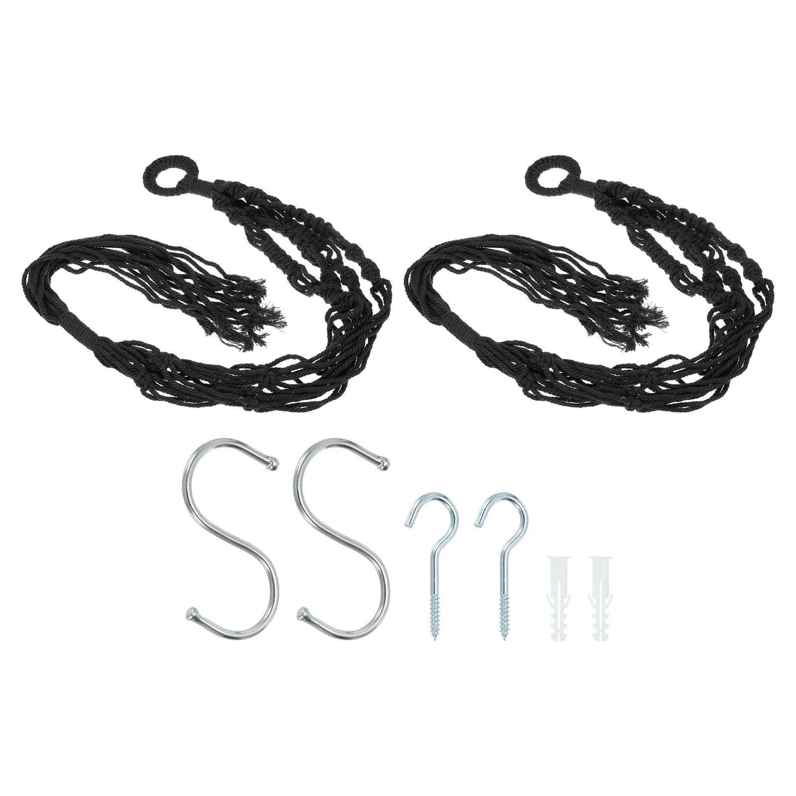 PATIKIL Macrame Hanging Planter, 2 Pack 31 Inch Handmade Hanging Plant Holders Flower Pot Hanger Flower Pot Hanger for Indoor Outdoor Decor, Black