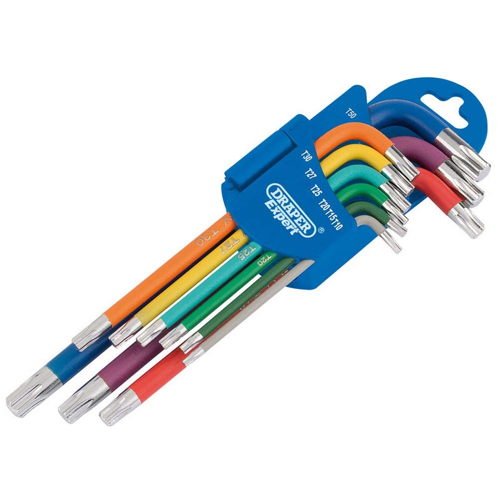 Draper 66143 TX-Star Metric Coloured Long Arm Key 9-Piece Set, Blue