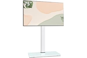 AOKCOS Swivel TV Floor Stand for 43-75 Inches TVs, 8 Level Height Adjustable Corner Extra Tall TV Stand Mount for Living Room/Bedroom, Holds up to 110 lbs,MAX VESA 600x400mm,White