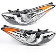 BJTDLLX Headlight Set Assembly Fit for Hyundai Elantra 2011 2012 2013, Headlamp Replacement 92101-3Y000 HY2502161 92102-3Y000 HY2503161 Driver & Passenger Side (Left+Right)