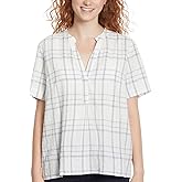 Gloria Vanderbilt Women's V Neck Short Sleeve High-Low Hem Work Blouses Top