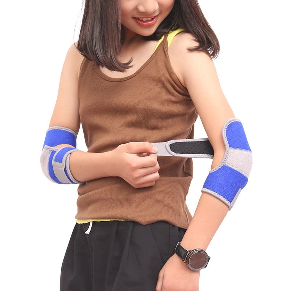 IBLUELOVER Kids Elbow Brace Support Sports Dance Elbow Protector Antislip Arm Guard Sleeve Adjustable Crashproof Neoprene Elbow Pads Rehabilitation Protective Gear Set for Boys Girls,1 Pair