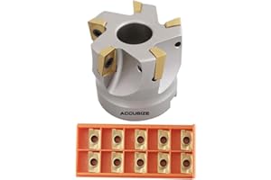 Accusize Industrial Tools 2'' x 3/4'' 90 Deg Indexable Face Mill with 15Pcs Apkt1604 Inserts Installed, 4508-0012+0056-1604