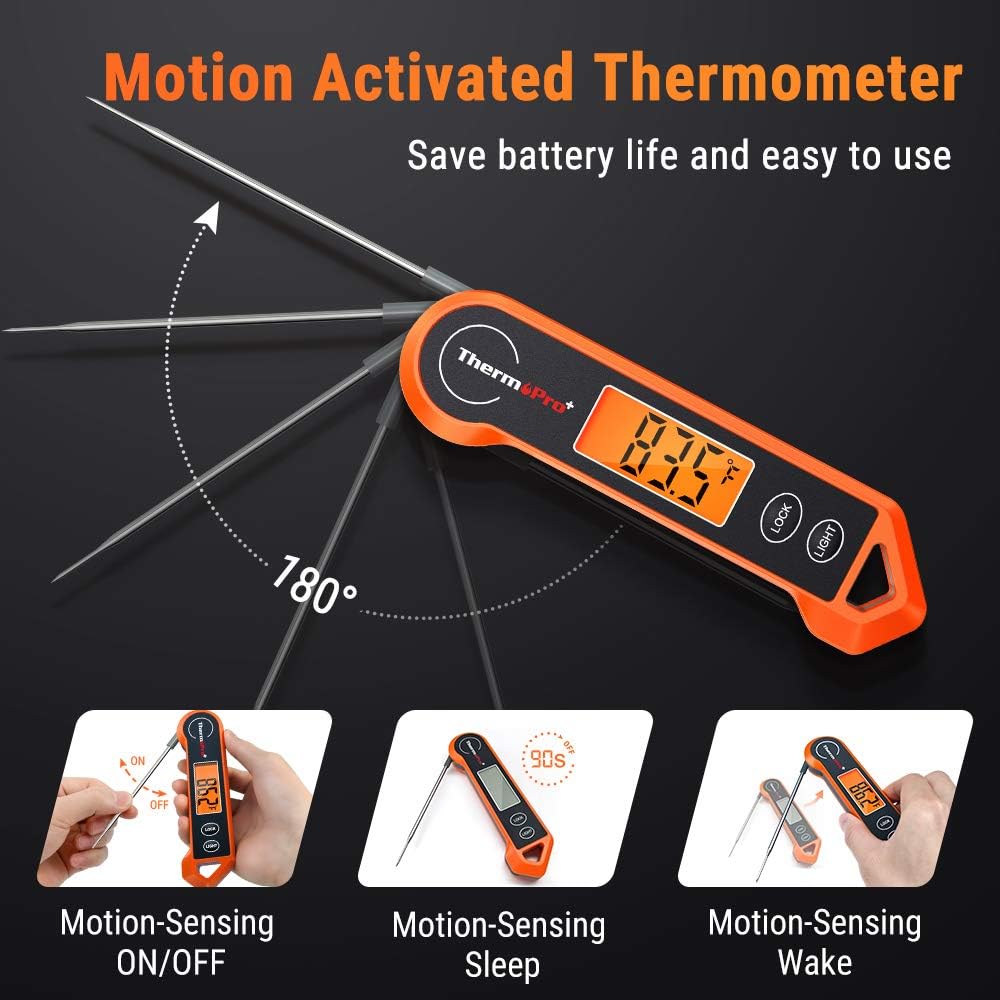 ThermoPro TP19H Waterproof Digital Meat Thermometer for Grilling with Ambidextrous Backlit and Motion Sensing Kitchen Cooking Food Thermometer for BBQ Grill Smoker Oil Fry Candy Thermometer: Kitchen & Dining