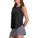PINSPARK Workout Tank Tops Woman UPF 50+ Yoga Tanks Quick Dry Sleeveless Gym Shirts with Side Slits Loose Fit Athletic Top