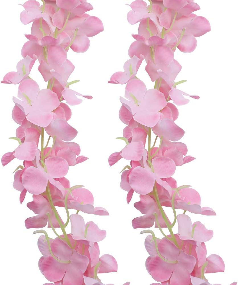 JaneYi 4 Pack 2M Artificial Flower Garlands Fake Hydrangea Flower Vines