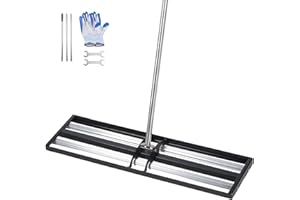 VEVOR Updated Lawn Leveling Rake with Roller, 36" x 10" Stainless Steel Lawn Leveler with 83.9" Adjustable Handle, Heavy Duty