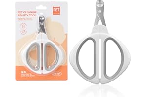 Tecfino Cat Nail Clipper, Cat Nail Trimmer with Positioning Round Hole, Sharp Non-Slip Handle Cat Claw Clipper, Safe Indoor Cat Nail Clipper, Pet Nail Clipper for Cats, Puppies and More Animals - Grey