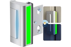 Byssens Home Security Door Lock, Child Proof Door Reinforcement Lock with Glow Tape for Inward Door, Front Door, Bedrooms (Silver)
