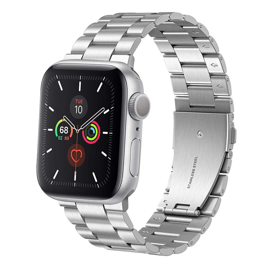 Coholl Metal Strap Compatible with Apple Watch Straps 45/44/42/41/40/38mm,Stainless Steel Band Replacement Strap Bracelet Adjustable Wristband for iWatch 42mm 44mm Series SE/7/6/5/4/3/2/1 (38 silver