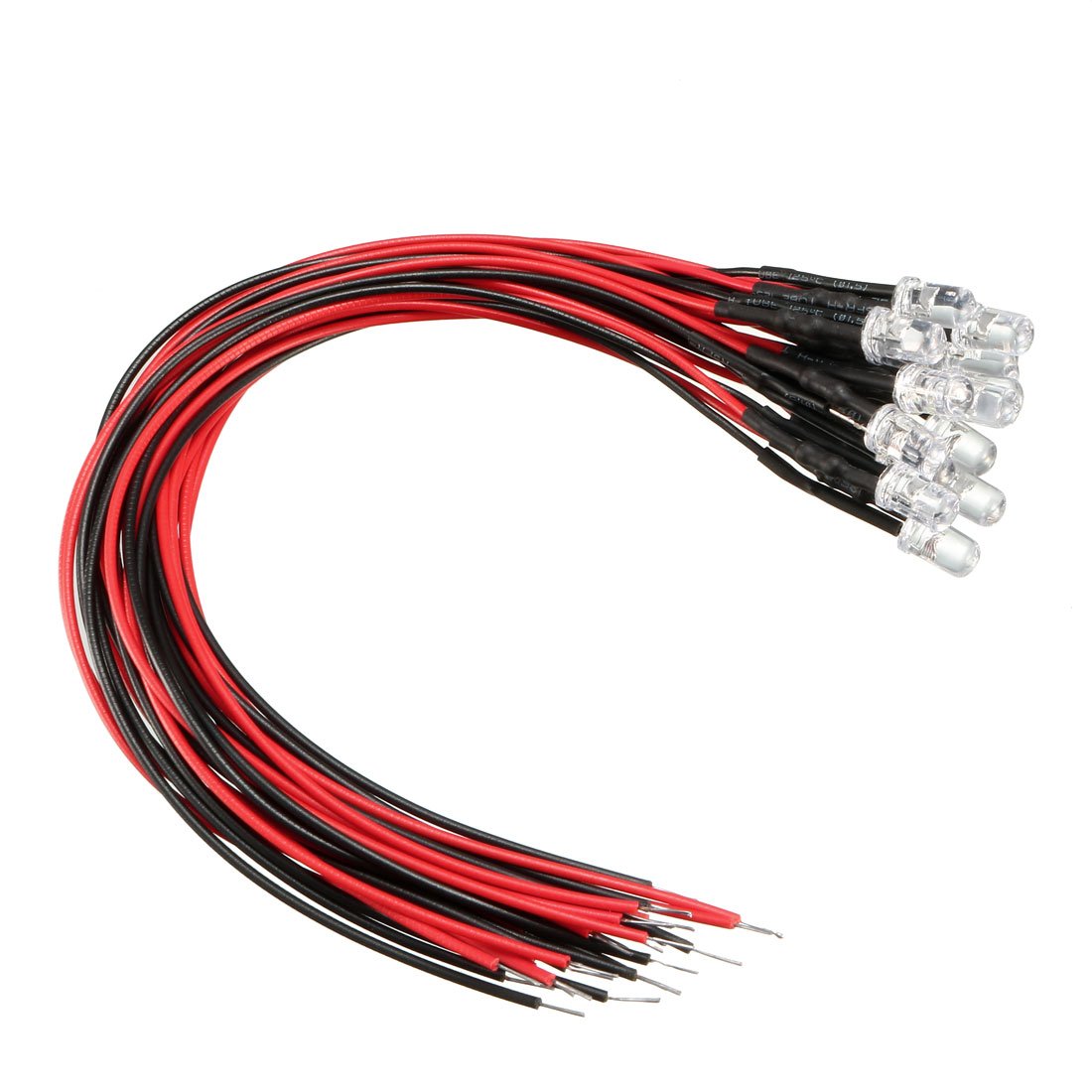 sourcingmap 15Pcs 5mm Pre Wired LED, Red DC9-12V Clear Lens, Light Emitting Diodes