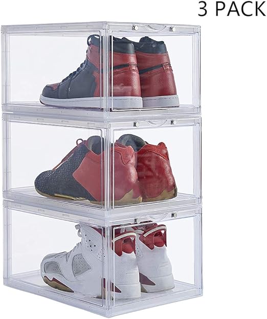 XIJING Stapelbare Schuh-Organizer-Boxen/Regal aus durchsichtigen