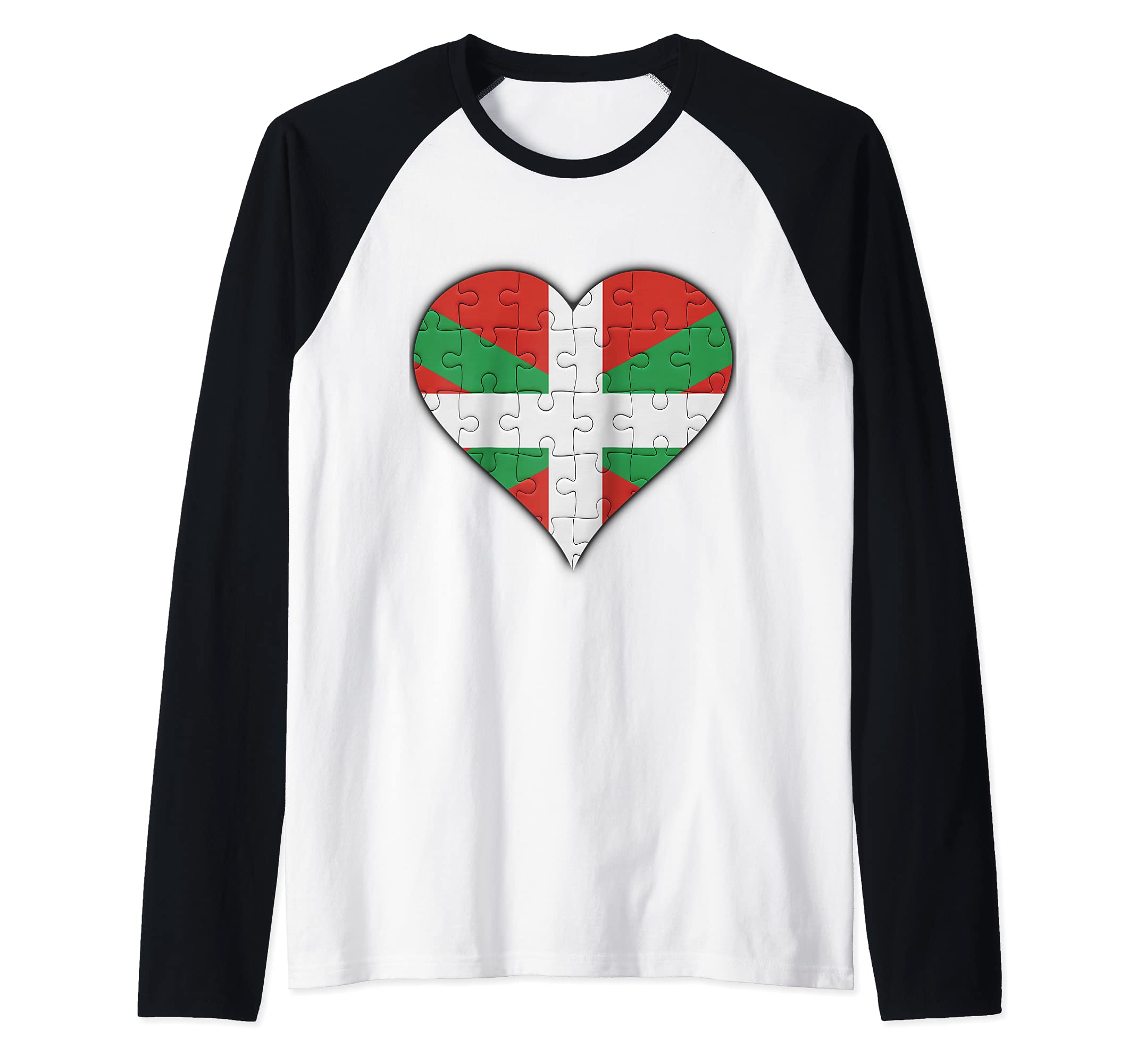 Bilbao Basque Flag Heart Raglan Baseball Tee